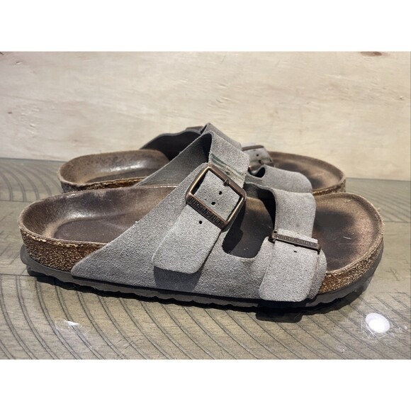 Birkenstock Arizona Two Strap Vegan Sandals Grey Taupe Mens 9 Womens 11 EU 42 - Picture 4 of 9